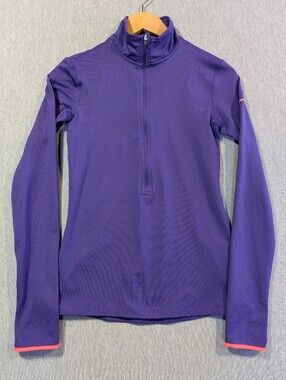 Nike Pro Dri-Fit Pullover Running Jacket Small Purple Pink 1/2 Zip